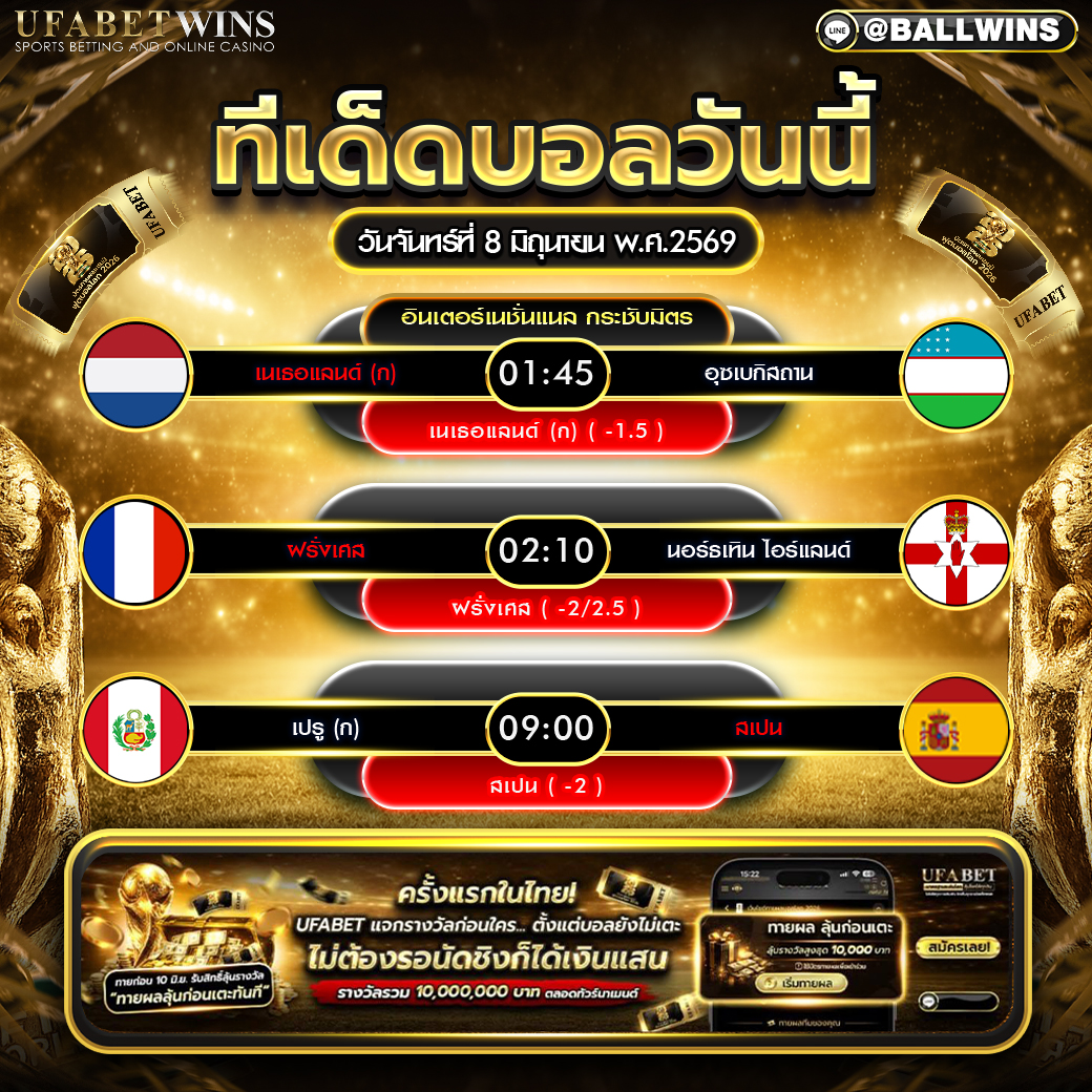 วิเคราะห์บอล วันที่ 8 มิ.ย. 2569 ทีเด็ดบอลกระชับมิตรครบทุกคู่